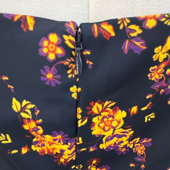 C/MEO Collective mini satin dress large bishop sleeves square neck blue floral - Picture 7 of 12